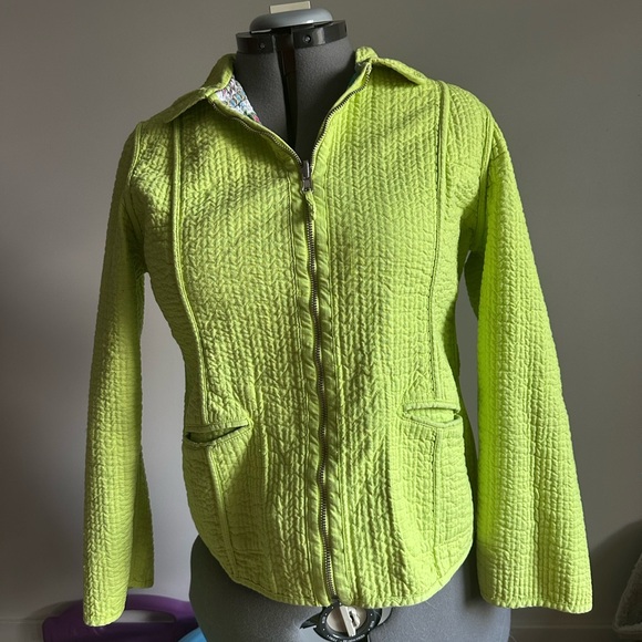 Lg Tabi branded Reversible Green and Yellow Utility Jacket with Stand-Up Collar - Picture 2 of 5